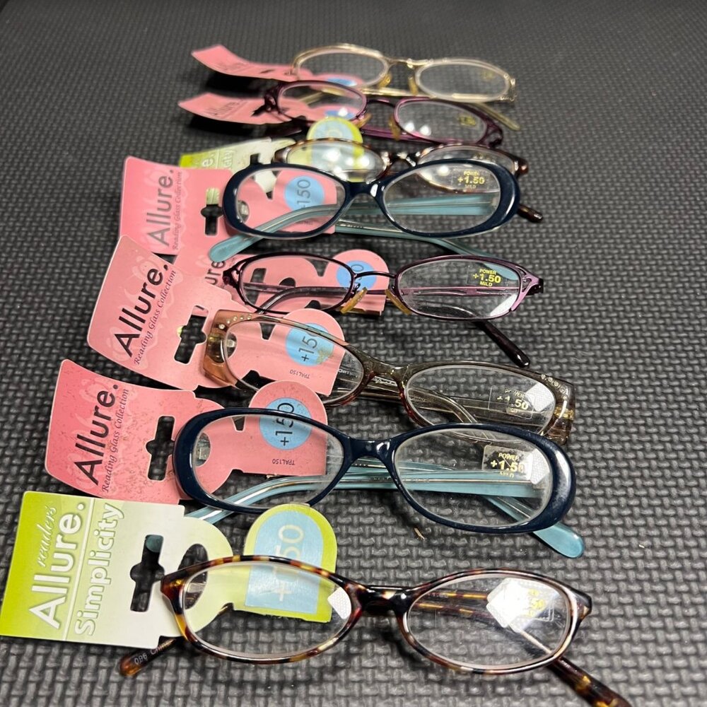 Lot Of 8 Reading Glasses Set +1.50 Power Mixed Colors Stylish Designs Lightweigh - Picture 4 of 5
